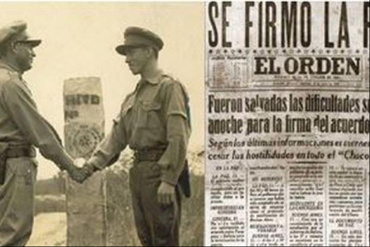 Imagen sobre el cese de hostilidades Bolivia-Paraguay